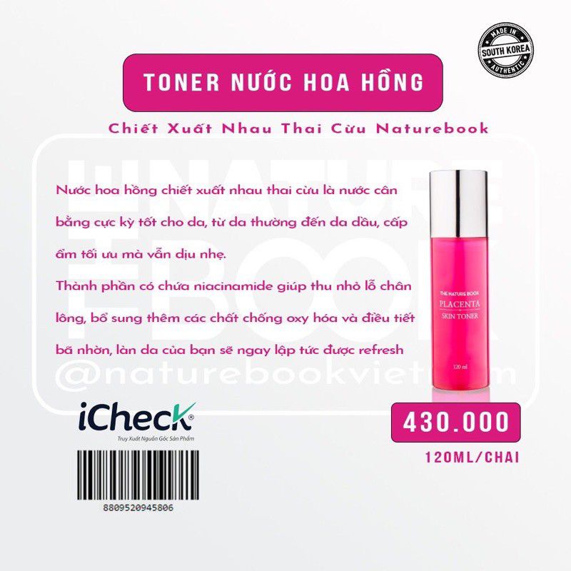 Nước hoa hồng nhau thai cừu Nature Book - Sản phẩm top | BigBuy360 - bigbuy360.vn