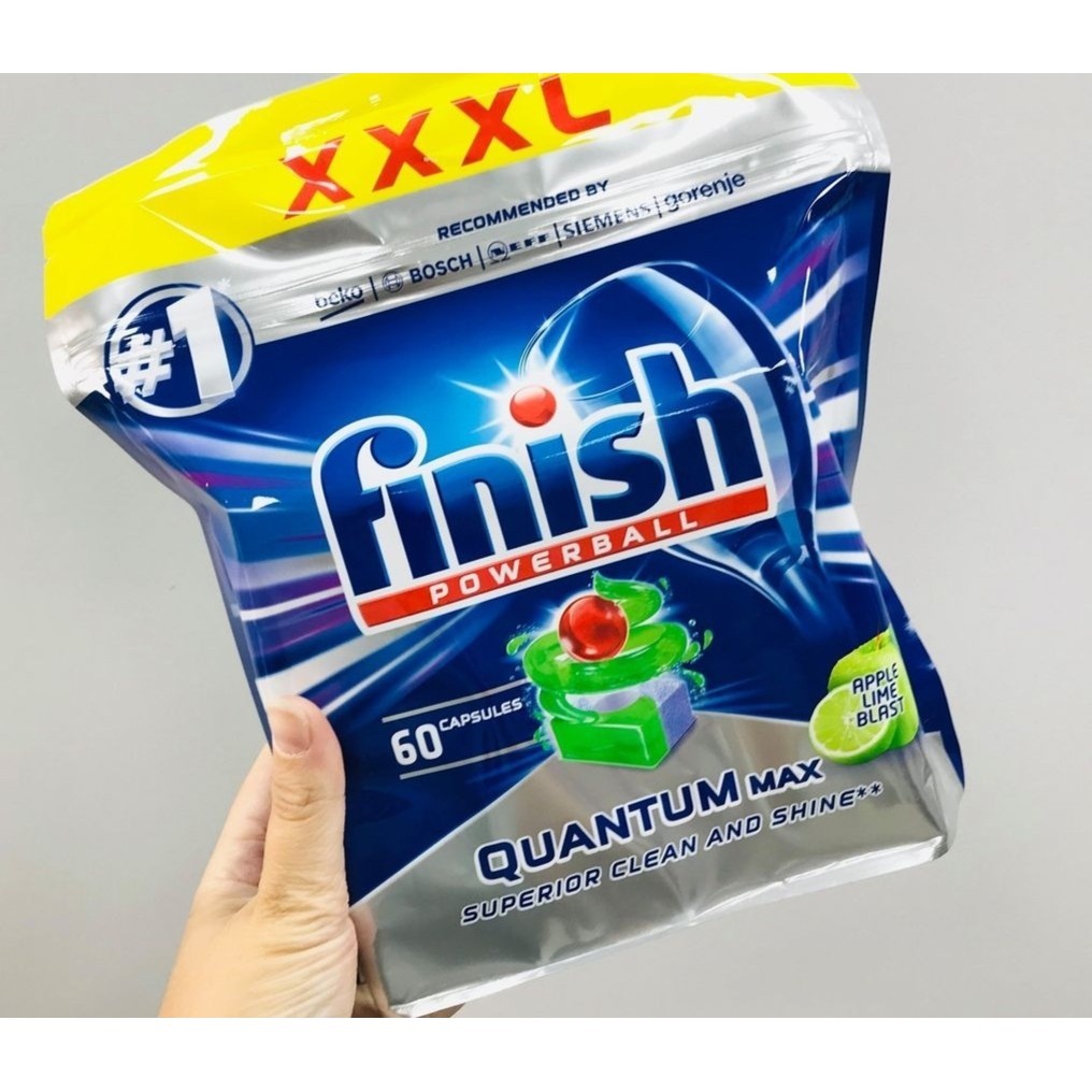 Viên rửa bát Finish Quantum max 60 viên - KHÔNG CẦN THÊM MUỐI VÀ DẦU BÓNG