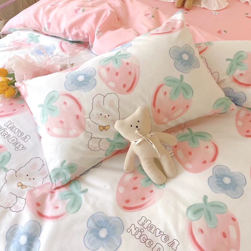 Bộ Chăn Ga Gối ❤️ Cotton living 100% cao cấp đủ size ga giường họa tiết kẻ miễn phí bo chun nhập khẩu Hàn Quốc
