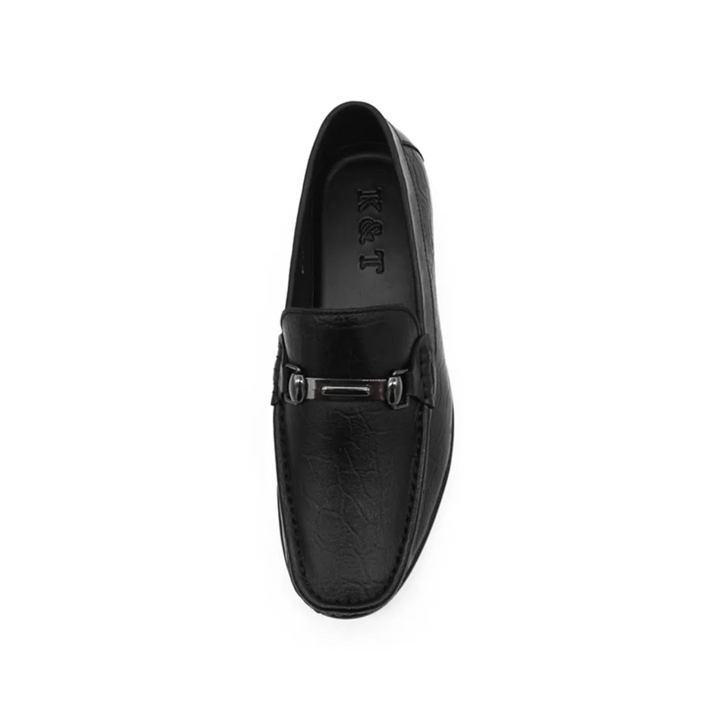 Giày Mọi Nam Da Thủ Công Bò Thật K&amp;T Black - GKT1259-01 - Đen -Size 41-Chính Hãng-New