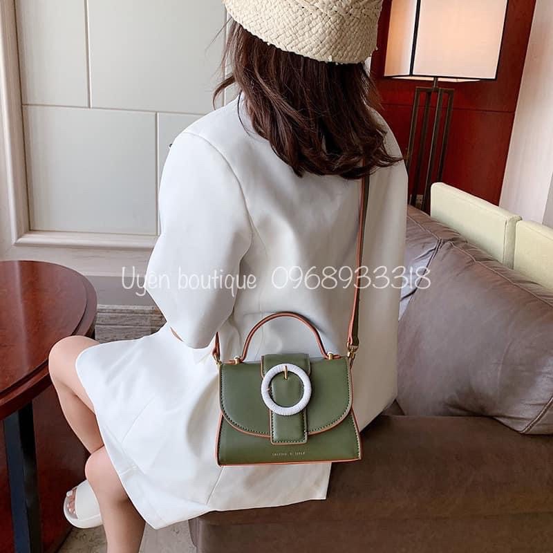 TÚI XÁCH CK QUAI TRÒN MINI CHUẨN DA ĐẸP. BÁN LỖ. 4 MÀU: XANH, TRẮNG, ĐEN, NUDE