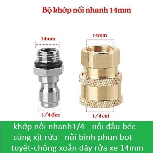 bộ khớp nối nhanh ren 14mm cho máy rửa xe (khớp nối nhanh 1/4)