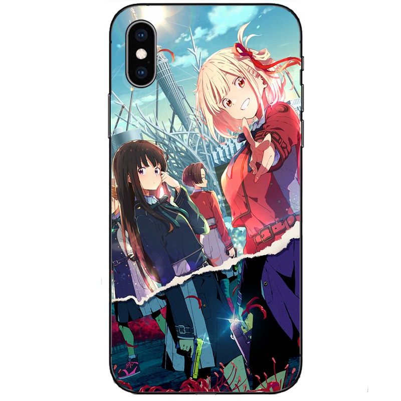 Ốp Điện Thoại Kính Viền TPU Họa Tiết Lycoris Recoil Cho Iphone 13 12 11 Pro Max Mini Xs Xr X 7 8 6 6s Plus