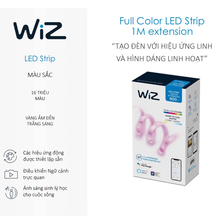 WiZ LED dây WiFi thay đổi nhiệt độ màu 1m 800lm