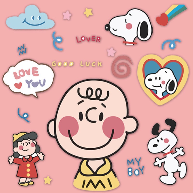 Nhãn Dán Trang Trí Vali laptop Điện Thoại Di Động Họa Tiết Hoạt Hình Snoopy Bé Trai Bé Gái