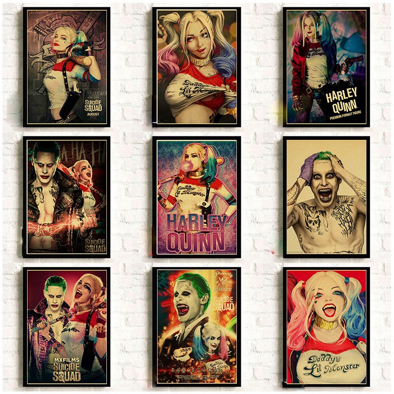Poster Treo Tường In Hình Nhân Vật Harley Quinn Phim Suicide Squad Phong Cách Retro