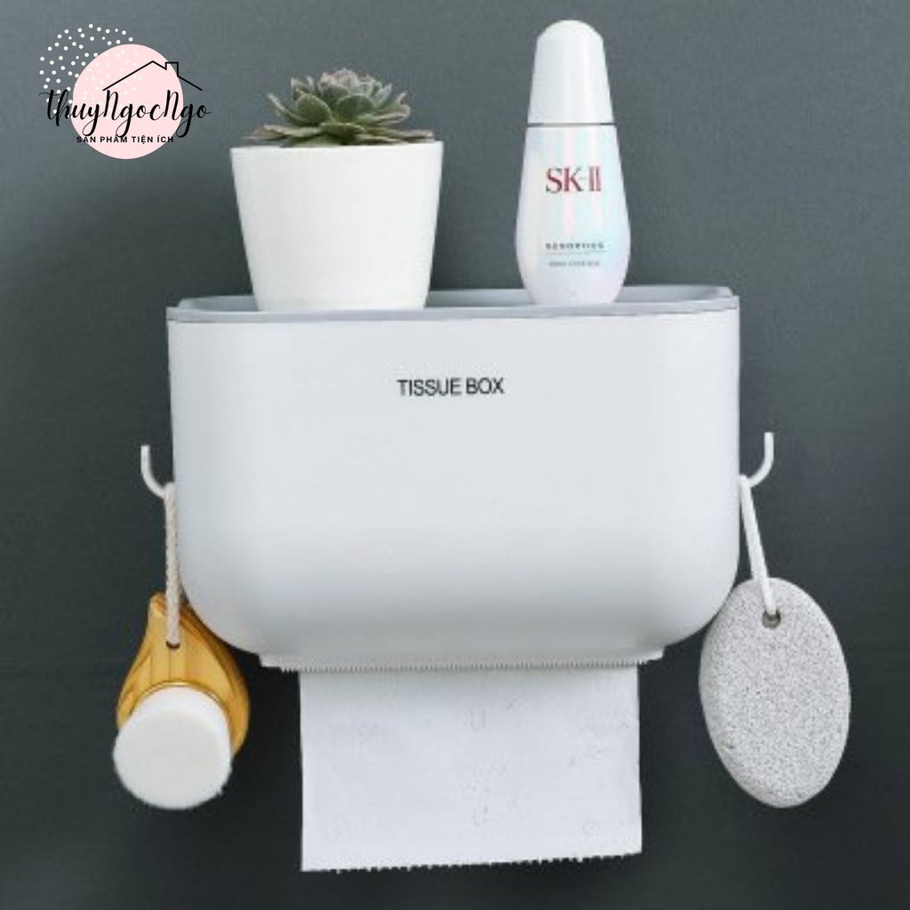 Hộp đựng giấy vệ sinh TISSUE BOX tiện dụng chống nước, Thiết Bị Nhà Tắm Chống Nước dán tường kèm kệ để đồ thông