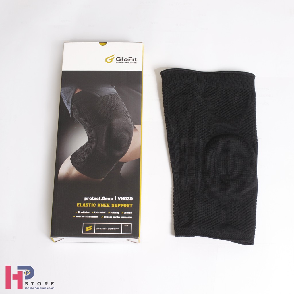 Băng Bảo Vệ Khớp Gối 360º GLOFIT Full Black - Bó Gối Thể Thao thoáng khí, co giãn 4 chiều, hỗ trợ giảm chấn thương