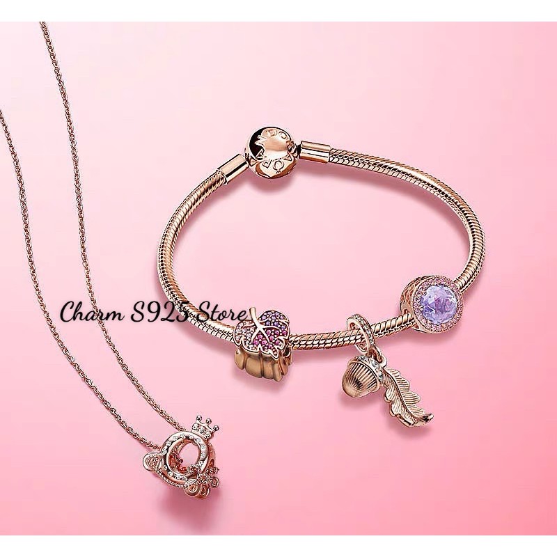 Vòng tay pan mềm cơ bản vàng hồng cao cấp bạc s925