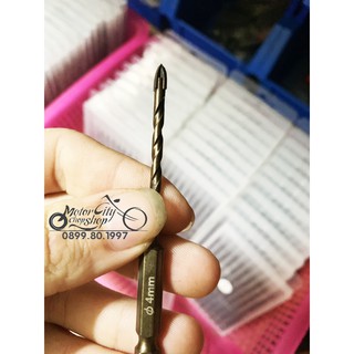 Mũi khoan đa năng chân lục giác 4 cạnh, khoan sắt, khoan kính thủy tinh, gạch men đá gốm phi 4mm (giá 1 mũi)
