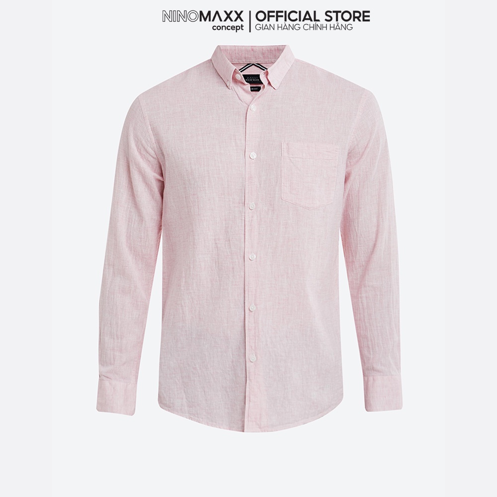 NINOMAXX Áo Sơ Mi Nam dài tay dáng slim fit vải lanh pha cotton nhiều màu 1811007
