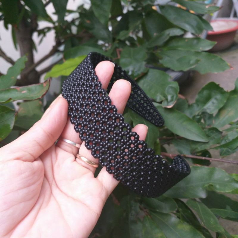 Bờm cài mai lưới màu đen nhám bản 3cm(Ảnh thật)