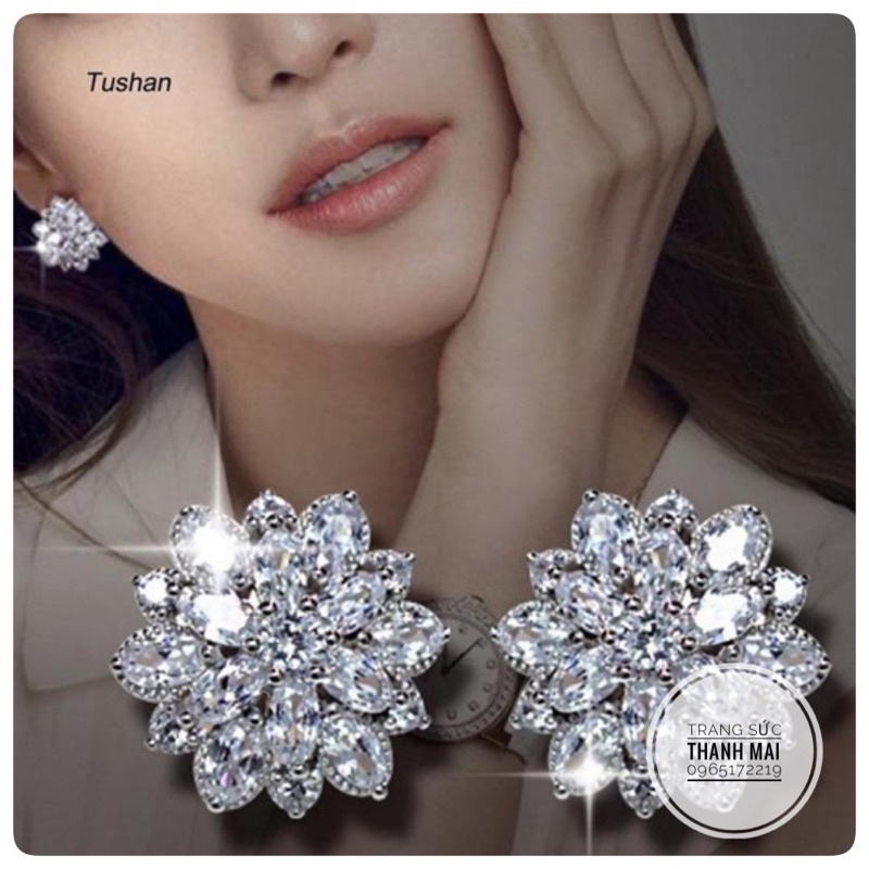 Bông tai bạc thật bản to cá tính Trang sức Thanh Mai ( ảnh thật shop chụp)