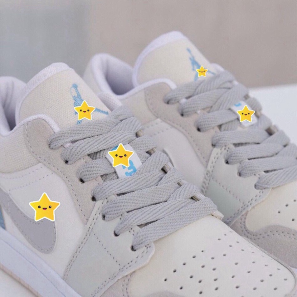 Giày Jordan Trắng Xám JD1 Cổ Thấp Gót Xanh Sneaker Nam Nữ Full Box Bill F12 | BigBuy360 - bigbuy360.vn