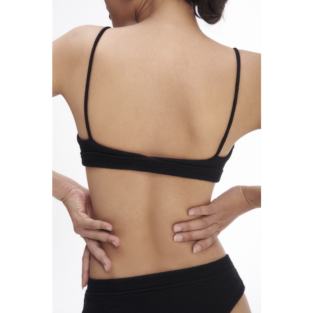 Quần lót nữ vải dệt kim màu đen, là min - BLACK KNIT PANTIES