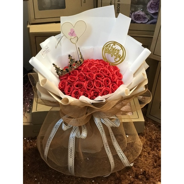 [Nowship] Bó hoa sáp 4 lớp cao cấp 40bông gói siêu to kiểu Hàn Quốc. Hà Nội có Nowship nhận sau 2h