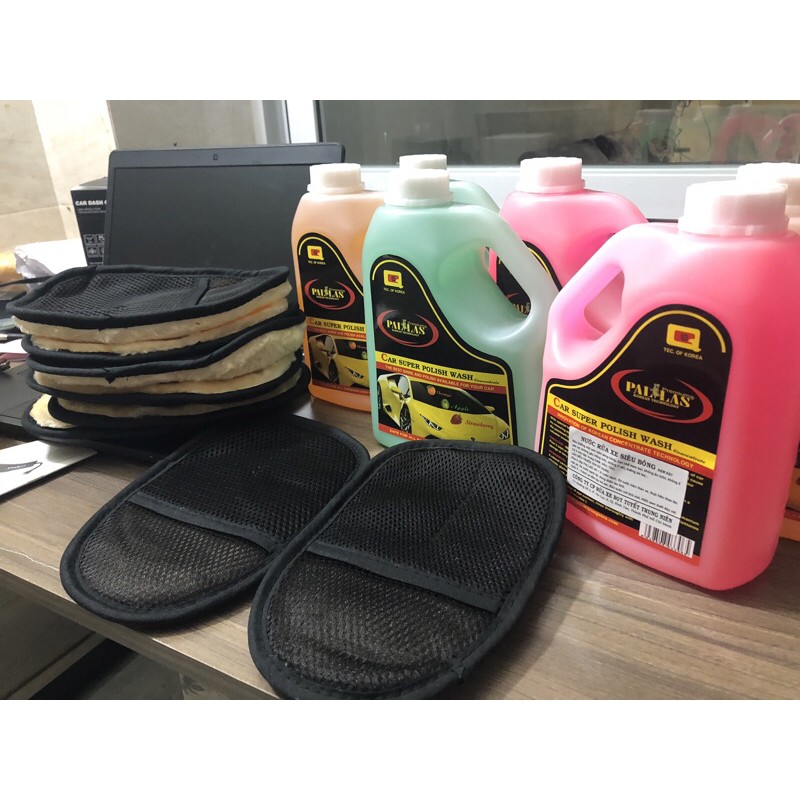 Nước rửa xe siêu bóng Palas kèm gang tay