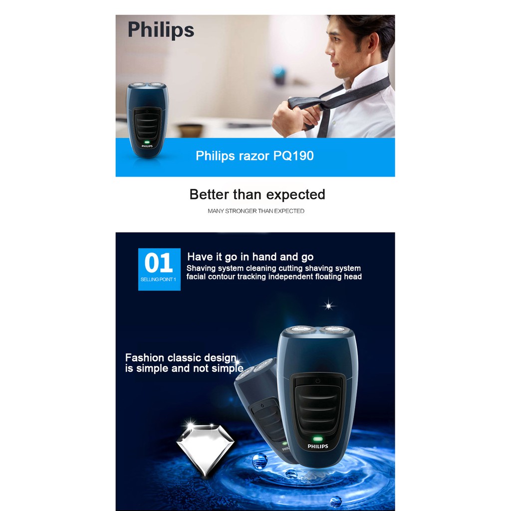 Máy cạo râu du lịch cao cấp PHILIPS PQ190 - Hàng Nhập Khẩu