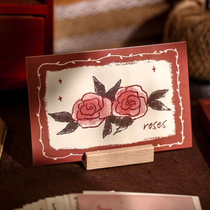 Set 30 Tấm Thẻ Bưu Thiếp Hình Hoa Hồng Lãng Mạn Cổ Điển