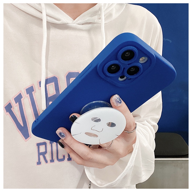 Ốp Điện Thoại Silicon Màu Xanh Dương Kèm Giá Đỡ Mặt Nạ Klein Độc Đáo Cho Iphone 7 8 Plus SE2 XS XR 11 12 13 Mini PRO MAX