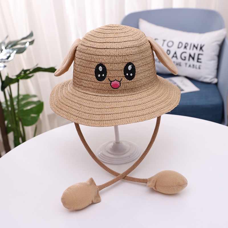 Mũ Cói Chống Nắng Kèm Tai Chuyển Động Thời Trang Mùa Hè Cho Bé