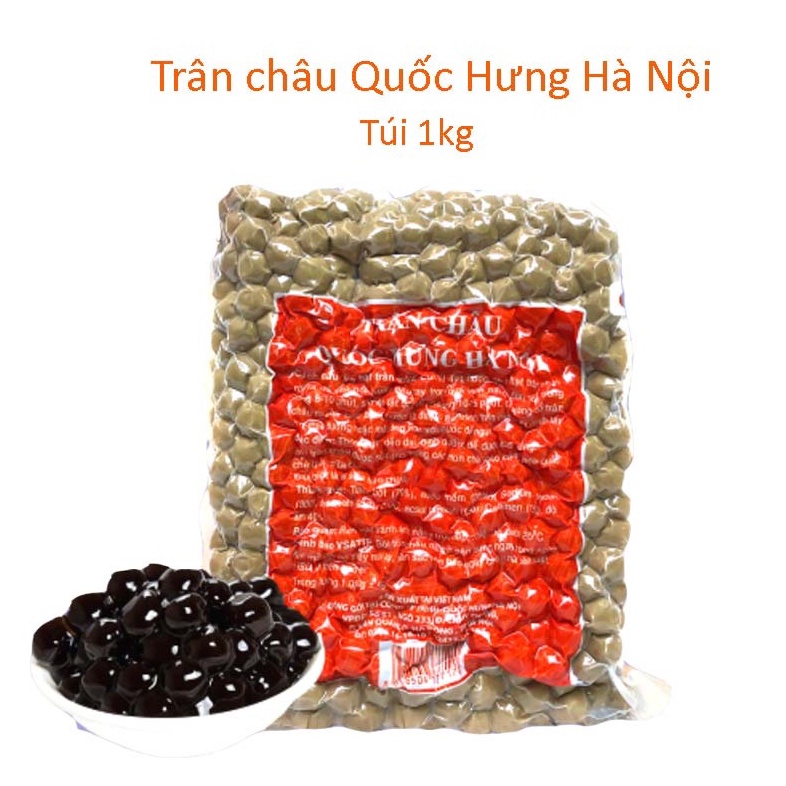Trân châu đường đen làm topping trà sữa, sữa chua dai ngon đậm vị túi 1kg - Trân châu đen trắng Quốc Hưng Hà Nội
