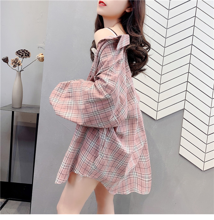 Áo khoác sơ mi ca rô dài tay thời trang dành cho nữ size s-3xl