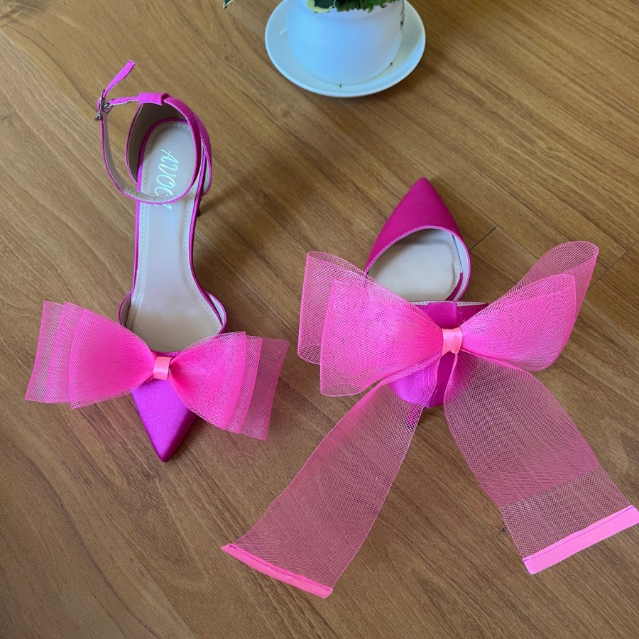 Giày cao gót đính nơ to A19