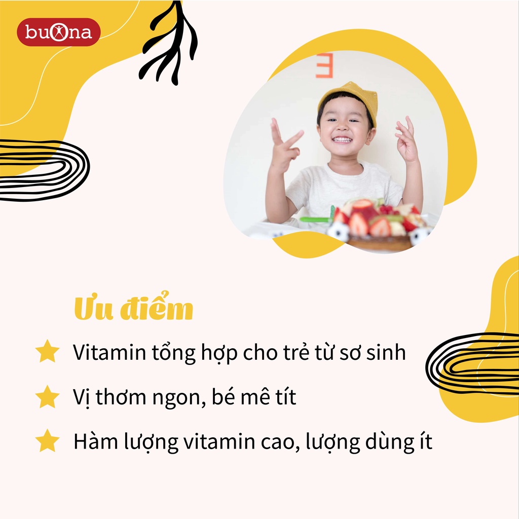 Vitamin tổng hợp nhỏ giọt Buonavit Baby, giúp bồi bổ cơ thể, tăng hấp thu cho trẻ. Lọ 20 ml, vị cốm dễ uống