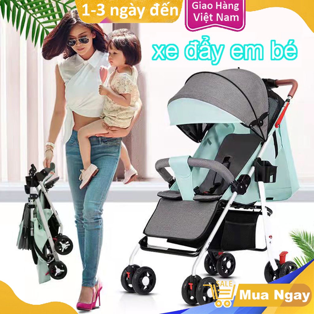 Xe Nôi Đẩy Cho Bé, Không Gian Rộng Chịu Tải Trọng Lớn Bản Cao Cấp Hai Chiều Có Thể Xách Tay Ấn Nút Gấp Nhanh Chóng