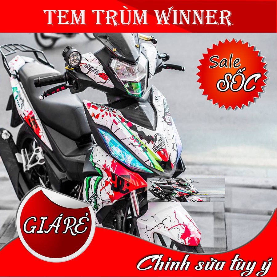 Tem Trùm Winner Monster Trắng Viền Xanh Đỏ