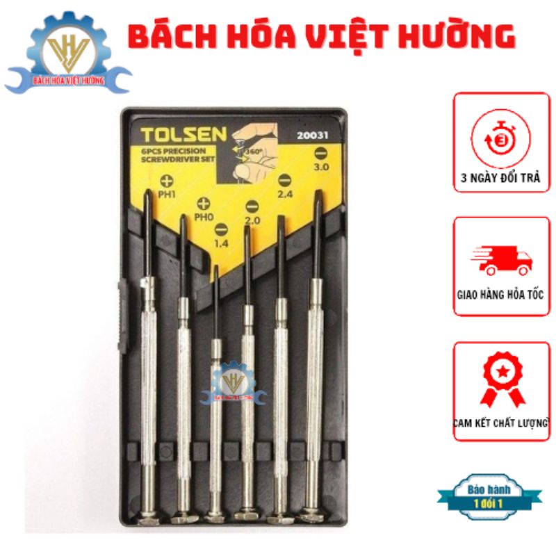 Bộ tô vít, tuốc nơ vít Tolsen cao cấp 6 cây xoay 360 độ sửa đồng hồ, máy tính, điện thoại tiện lợi - Bách Hóa Việt Hường