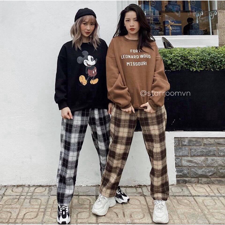 [Mã FASHIONT4WA2 giảm 10K đơn 50K] Quần baggy caro unisex Caro Suông ullzang NAM NỮ