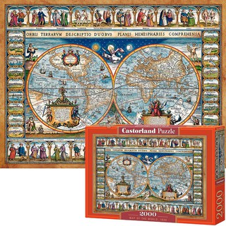 (sẵn) Tranh ghép hình 2000 mảnh " M a p  Of The World, 1639", Castorland