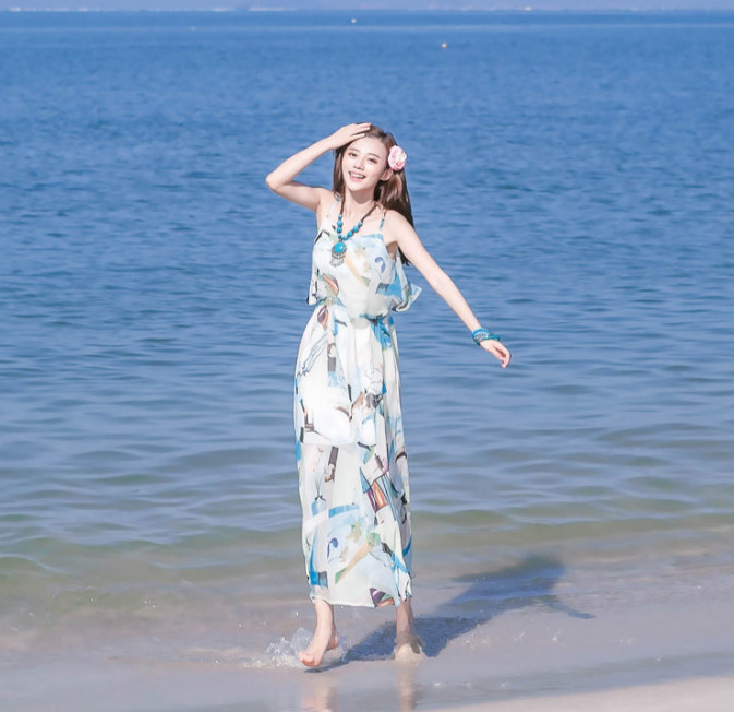 One-piece long skirt summer long suspender small skirt seaside vacation beach skirt Sanya photo clothes fairy | BigBuy360 - bigbuy360.vn