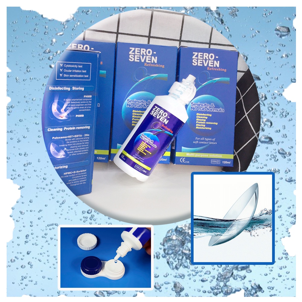 Nước ngâm kính áp tròng Zero Seven 120ml và 360ml - Hera Lens