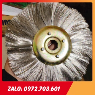 Bánh cước inox 200mm, đánh khe kẽ, sợi cước inox mềm chà kim loại