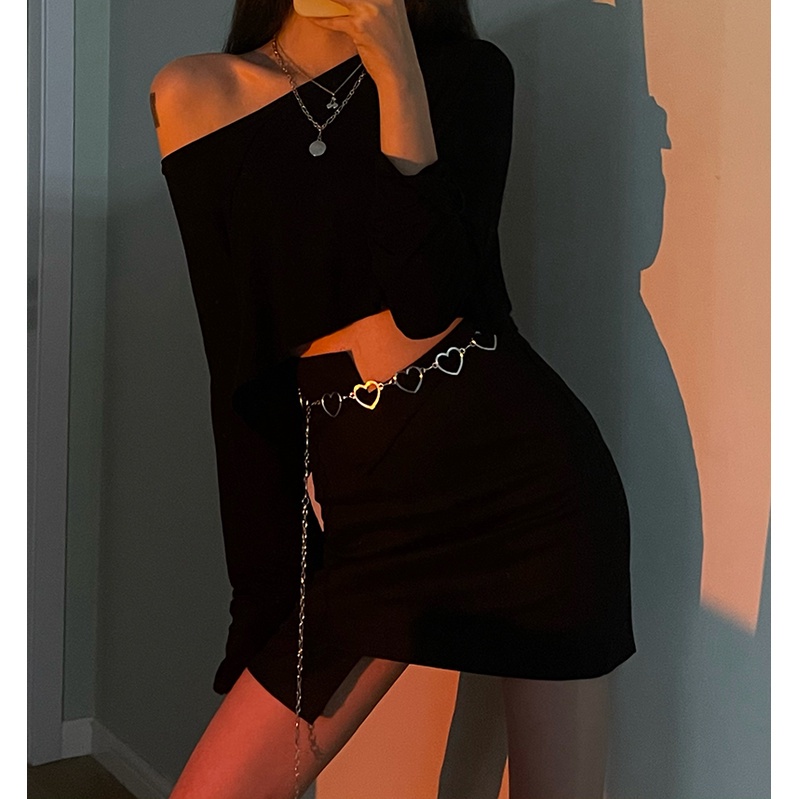 Dây xích đeo thắt lưng bằng kim loại thời trang cá tính cho nữ