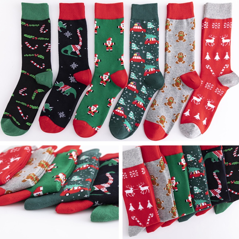 Tất Cotton In Họa Tiết Giáng Sinh Vui Nhộn Cho Nam
