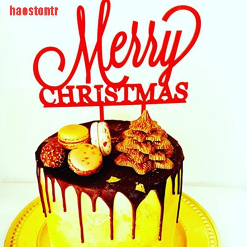 [haostontr]Merry Christmas Cake Topper Party Dessert Topper Cupcake Diy Party Decoration