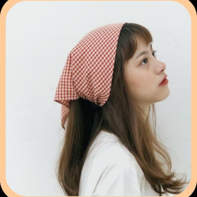 Bandana gingham sắc màu siêu dễ thương - Khăn trùm đầu kẻ caro chụp ảnh thời trang hottrend - Turban, Headbands đẹp rẻ