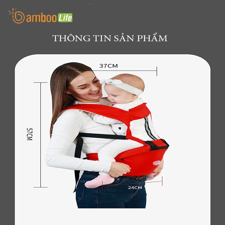 Địu em bé Bamboo Life BL033 địu 4 tư thế cho bé trợ lực, đa chức năng có ghế chống gù siêu nhẹ cho trẻ em