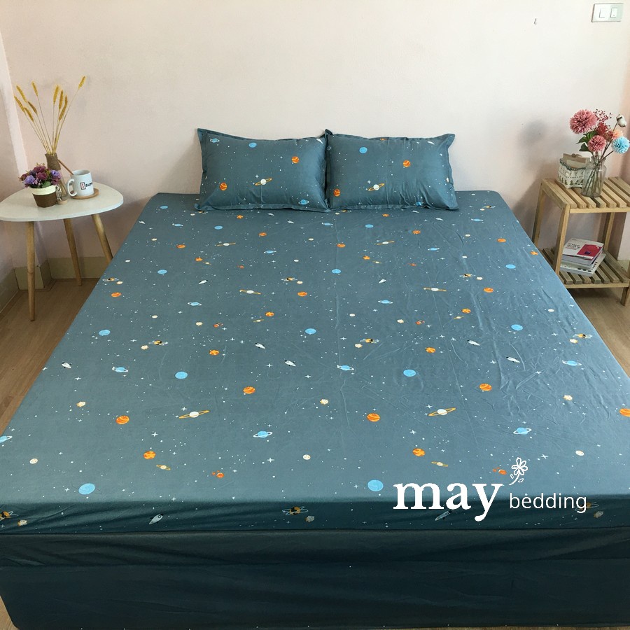Ga giường cotton poly đủ kích thước 1m2 1m6 1m8 2m2, drap chun bọc đệm không vỏ gối May bedding