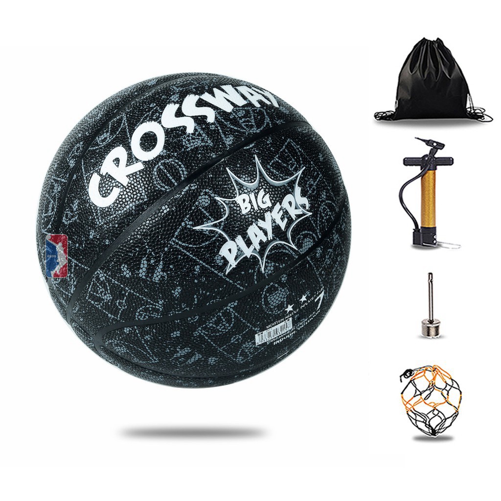 Bóng rổ da Crossway - Bóng rổ da size 5 - Tặng bơm, balo rút, kim bơm, túi lưới