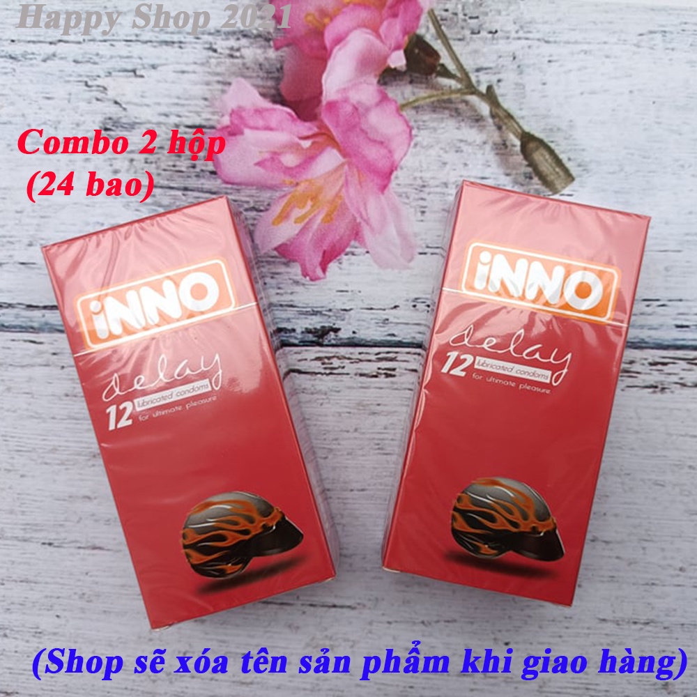 Combo 2 hộp bao cao su INNO Delay 12 (24 cái) - bao ké dài thời gian, chống xuất tinh sớm