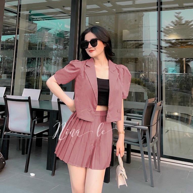 [ẢNH THẬT + VIDEO] set đồ nữ 3 món áo vest phối chân váy xòe kèm áo 2 dây phong cách tiểu thư dễ thương | BigBuy360 - bigbuy360.vn