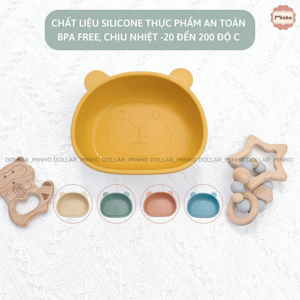 Bát ăn dặm hình gấu có đế hít chống đổ chất liệu dày dặn