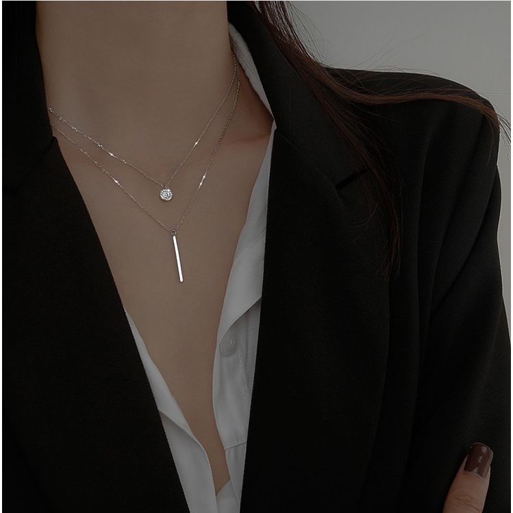 Dây chuyền 2 tầng, (Full box)  chocker sành điệu DC13, chất liệu titan không đen gỉ