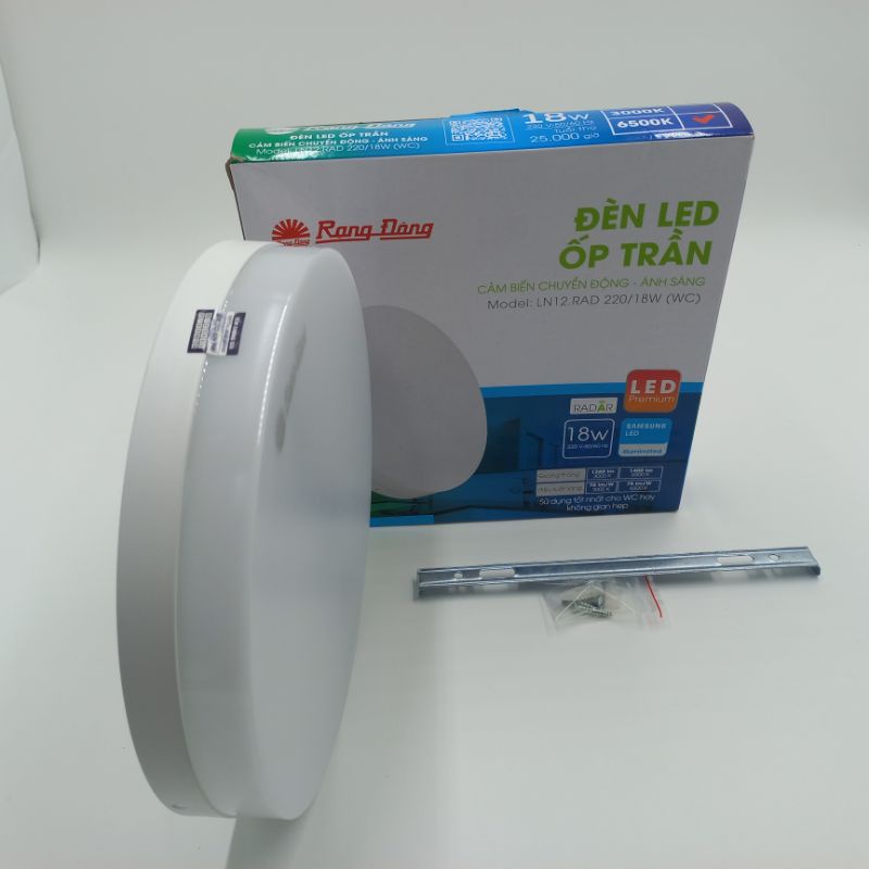 Đèn ốp trần cảm biến chuyển động Rạng Đông 18W MODEL : LN12. RAD