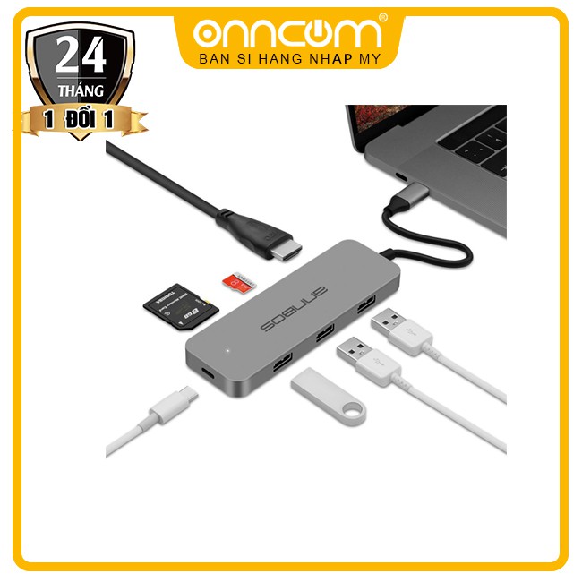 Cáp chuyển đổi đa năng USB-C Hub Type C Micro SD card reader hdmi 7 trong 1 cho MacBook Pro hiệu ANNBOS